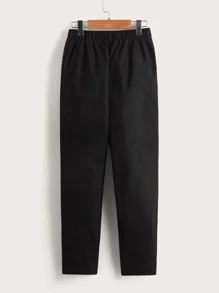 SHEIN Boys Slant Pockets Straight Leg Trousers - Black - View 2