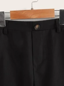 SHEIN Boys Slant Pockets Straight Leg Trousers - Black - View 4