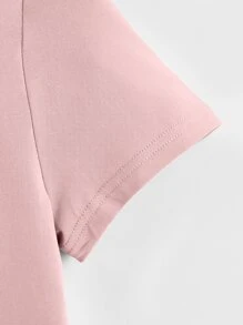 SHEIN EZwear Solid Crew Neck Crop Tee - Baby Pink - View 4