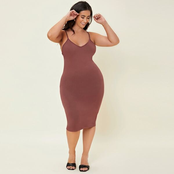 

Plus Solid Bodycon Dress, Black