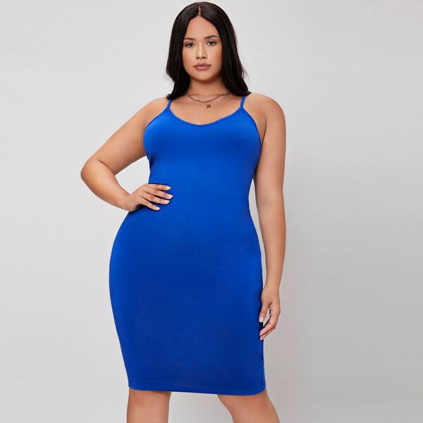

Plus Solid Bodycon Dress, Black