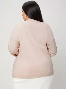 Mulvari Áo len Plus Size màu trơn Giải trí - Màu Hồng baby - Xem 2