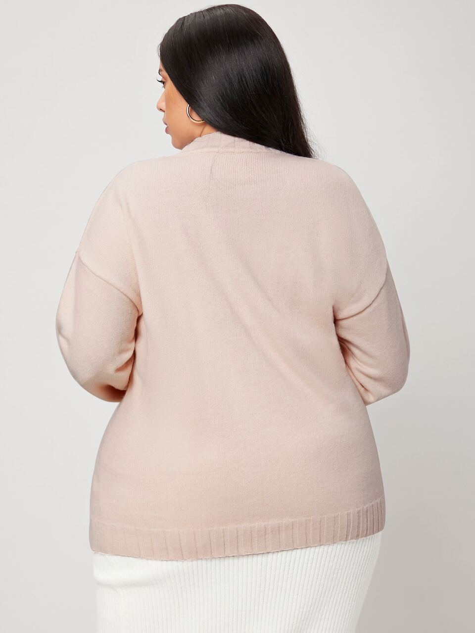 Plus Choker Neck Drop Shoulder Sweater