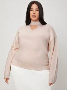 Mulvari Áo len Plus Size màu trơn Giải trí - Màu Hồng baby - Xem 5