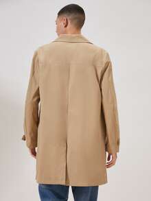 Manfinity Hombres Gabardina unicolor de espalda con abertura - Caqui - Ver 2