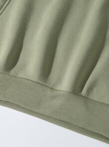 Men Solid Drawstring Drop Shoulder Hoodie - Army Green - View 6