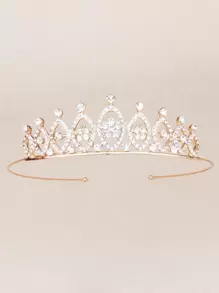 Rhinestone Decor Crown Hair Accessory - Guld - Visa 3
