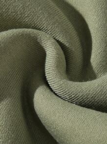 Men Solid Drawstring Drop Shoulder Hoodie - Army Green - View 5