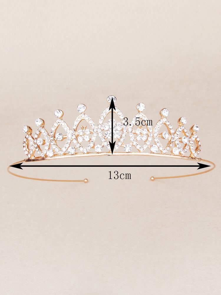 Rhinestone Decor Crown Hair Accessory - Gold - View 5