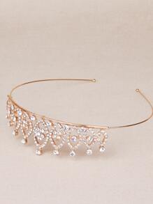 Rhinestone Decor Crown Hair Accessory - Guld - Visa 6