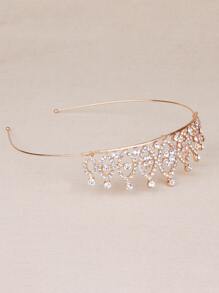 Rhinestone Decor Crown Hair Accessory - Guld - Visa 7