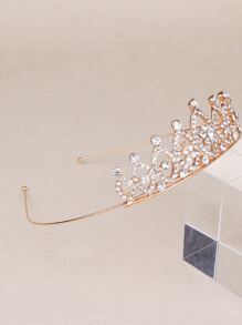 Rhinestone Decor Crown Hair Accessory - Guld - Visa 8