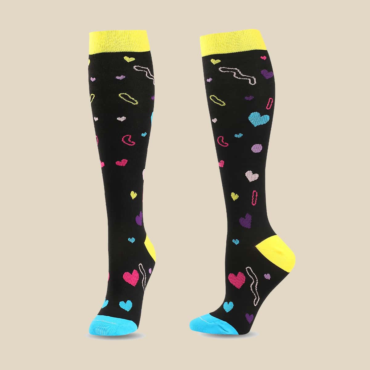 

1pair Heart Pattern Sports Socks, Black