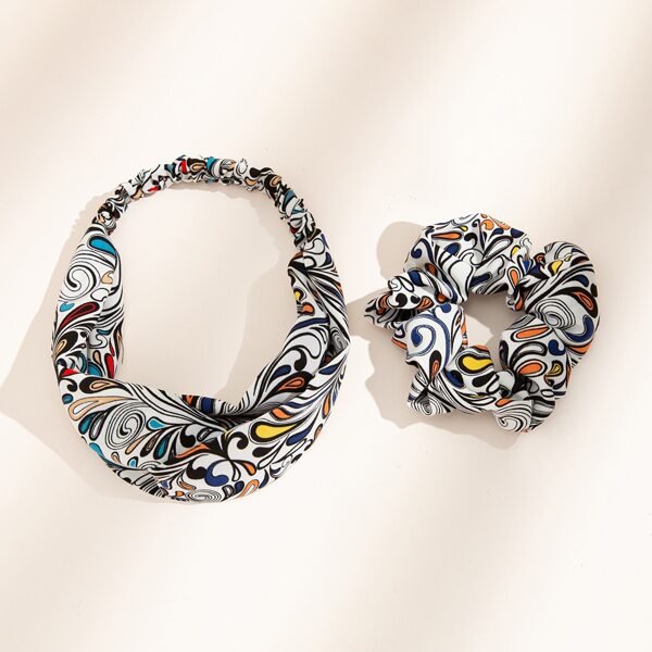 

2pcs Graphic Pattern Hair Accessory Set, Multicolor