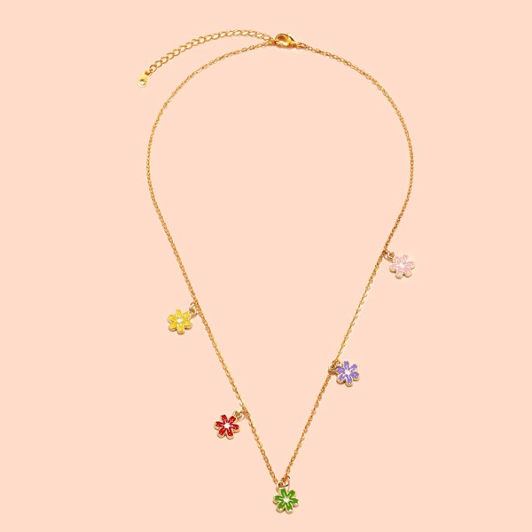

Flower Charm Necklace, Multicolor