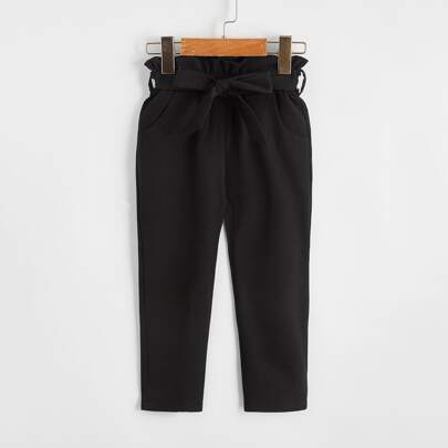Girls Belted Paper Bag Waist Trousers
