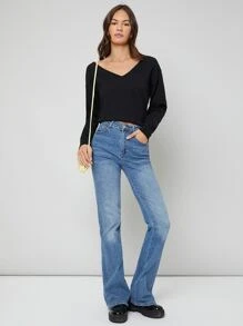 BizChic Áo len nữ màu trơn Giải trí - màu đen - Xem 4