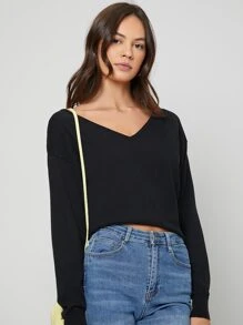 BizChic Áo len nữ màu trơn Giải trí - màu đen - Xem 5