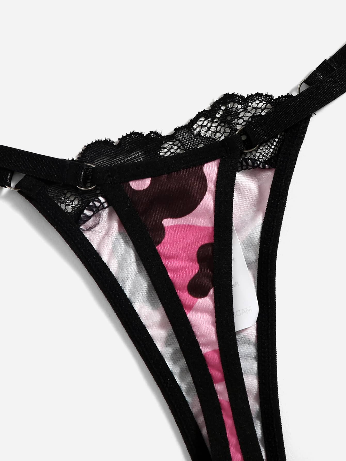 迷彩圖案蕾絲邊丁字褲 - 彩色 - 查看 3