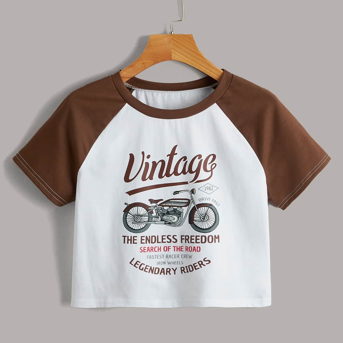 

Letter Graphic Colorblock Crop Tee, Multicolor