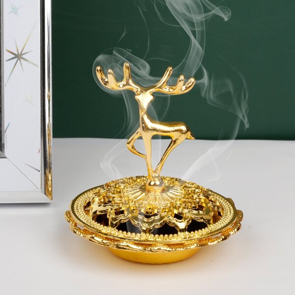 

1pc Deer Decor Incense Burner, Gold
