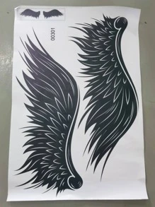 1pc Wing Wall Sticker - màu đen - Xem 2