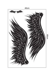 1pc Wing Wall Sticker - màu đen - Xem 3