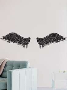 1pc Wing Wall Sticker - màu đen - Xem 4