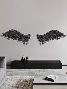 1pc Wing Wall Sticker - màu đen - Xem 5