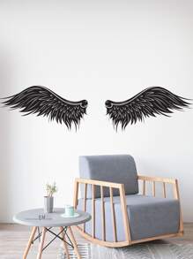 1pc Wing Wall Sticker - màu đen - Xem 6