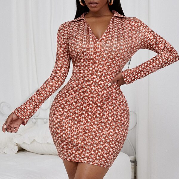 

All Over Print Bodycon Dress, Red and white
