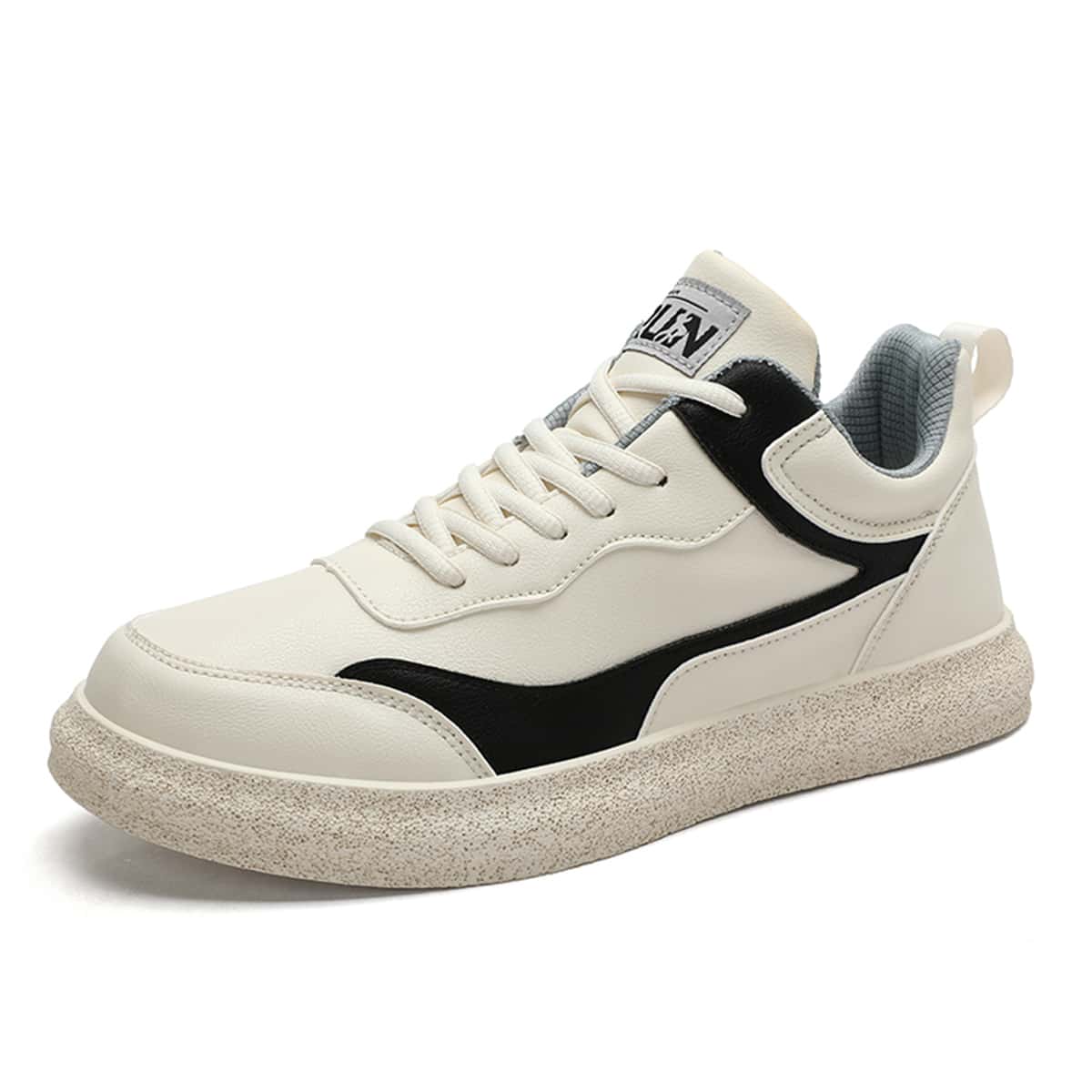 

Guys Two Tone Letter Patch Lace-up Front Sneakers, Beige