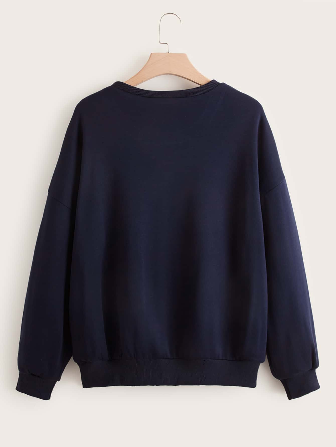 Plus Letter Graphic Drop Shoulder Sweatshirt