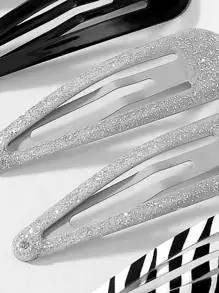 6pcs Zebra Striped Hair Clip Tiaras,Hair Accessories,Hair Barrettes Hair Clips Claw Clips Hair Claws, School Stuff - Multicolor - View 3