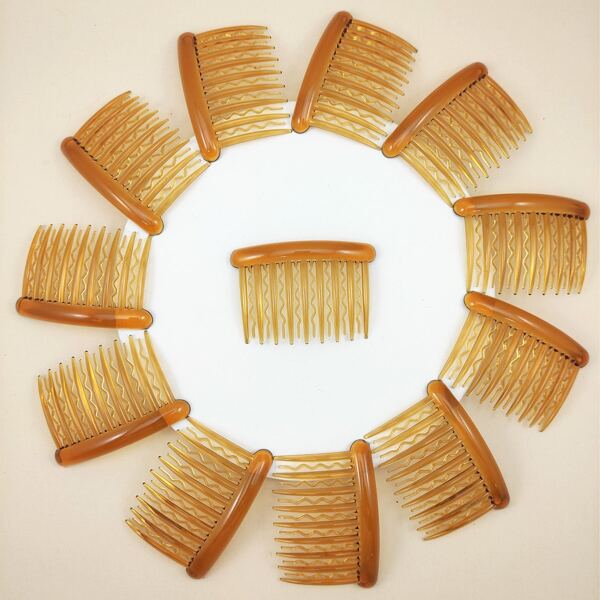 

12pcs Simple Hair Comb, Coffee