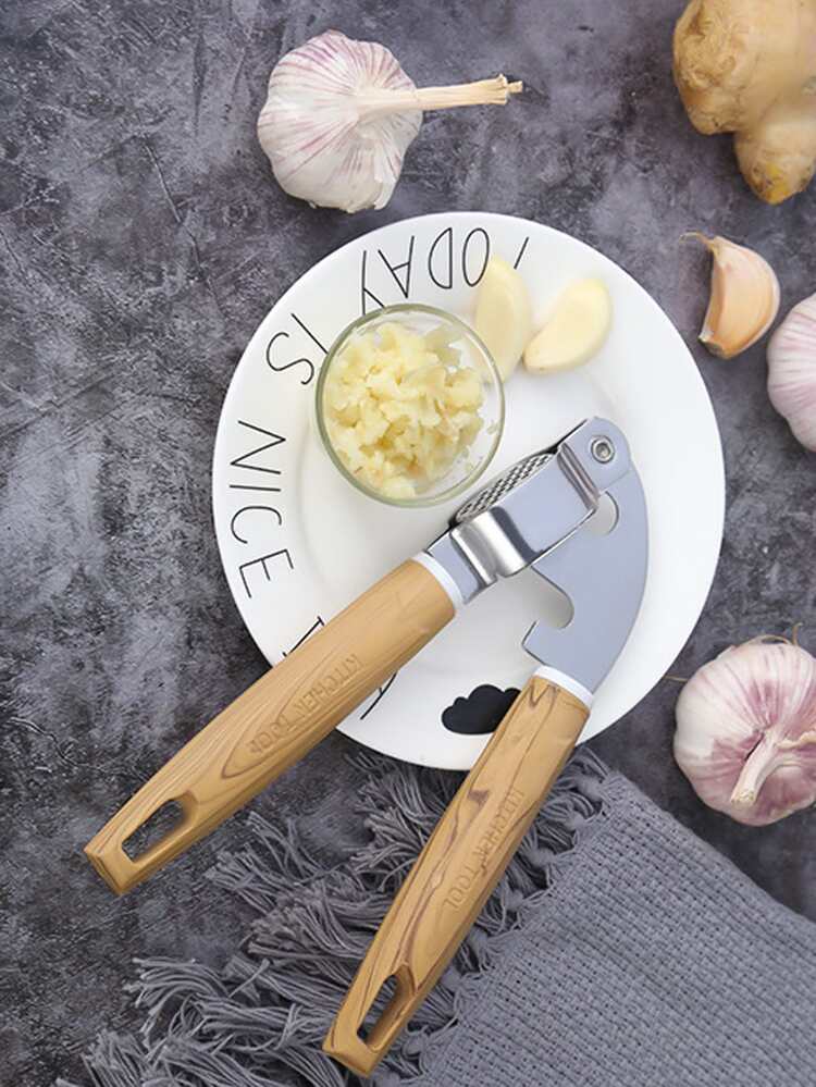 1pc Stainless Steel Garlic Press - Khaki - View 2