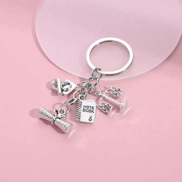 

Book Pendant Keychain, Silver