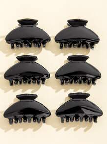 6入組簡約百搭髮卡 - 黑色 - 查看 1