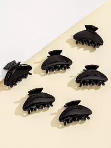 6入組簡約百搭髮卡 - 黑色 - 查看 4