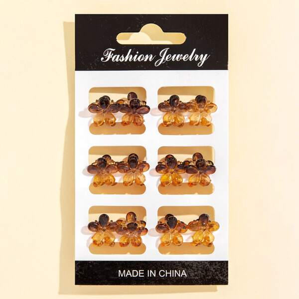 

12pcs Flower Shaped Hair Claw, Brown