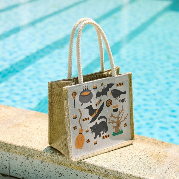 

Halloween Graphic Linen Satchel Bag, Multicolor