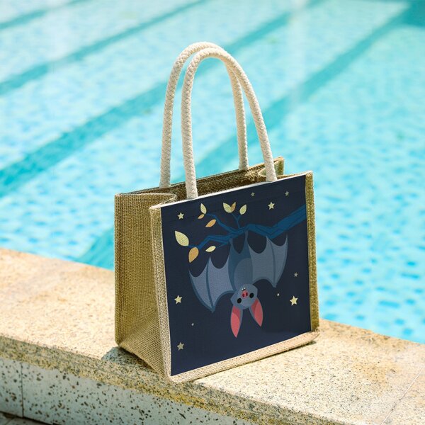 

Halloween Graphic Linen Satchel Bag, Multicolor