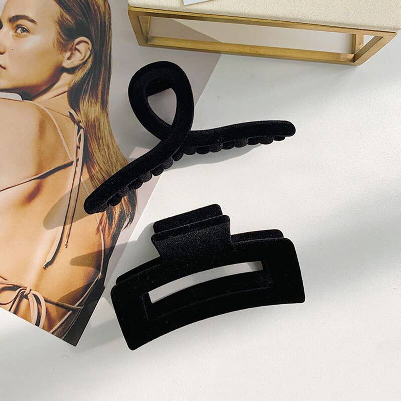 

2pcs Minimalist Hair Claw, Black