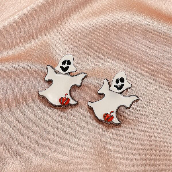 

Halloween Ghost Design Earrings, Beige