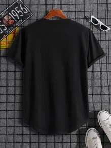 Manfinity Tops Nam Lễ Các Thánh Slogan Đường phố - màu đen - Xem 2