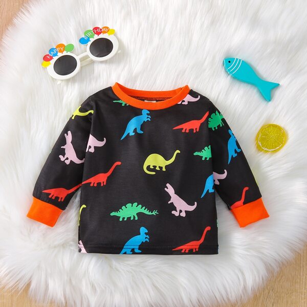 

Baby Cartoon Dinosaur Sweatshirt, Black