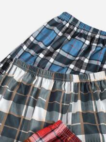 4 Pack Tartan Print Pajama Sleep Shorts, Summer Clothes, Fall Winter Clothes - Multicolor - View 4