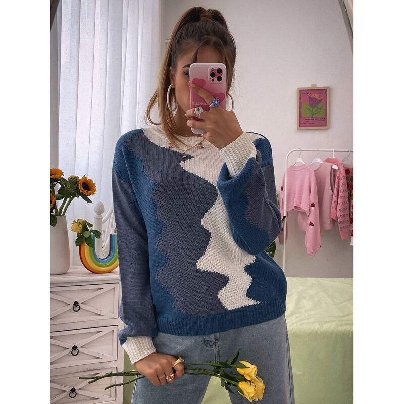 

Colorblock Drop Shoulder Sweater, Multicolor