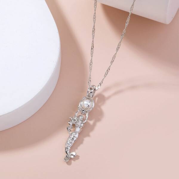 

Mermaid Charm Necklace, Silver