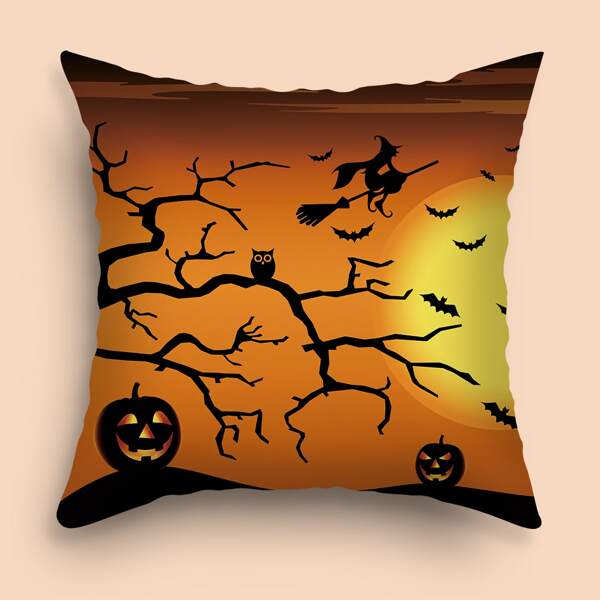 

Halloween Pattern Cushion Cover Without Filler, Multicolor